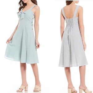 Chelsea & Violet Green Knot Front Linen Dress